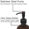 2 Pack Thick Amber Glass Pint Jar Soap Dispenser with Oil Rubbed Bronze Stainless Steel Pump, 16ounce Boston Round Bottles Dispenser with Rustproof Pump for Essential Oil, Lotion Soap view 3