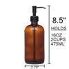 2 Pack Thick Amber Glass Pint Jar Soap Dispenser with Oil Rubbed Bronze Stainless Steel Pump, 16ounce Boston Round Bottles Dispenser with Rustproof Pump for Essential Oil, Lotion Soap view 4