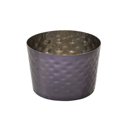Arcata French Fry Cup, 10 oz, 3 1/2"H, Hammered S/S, Black Titanium, Mirror Finish, 6 per case