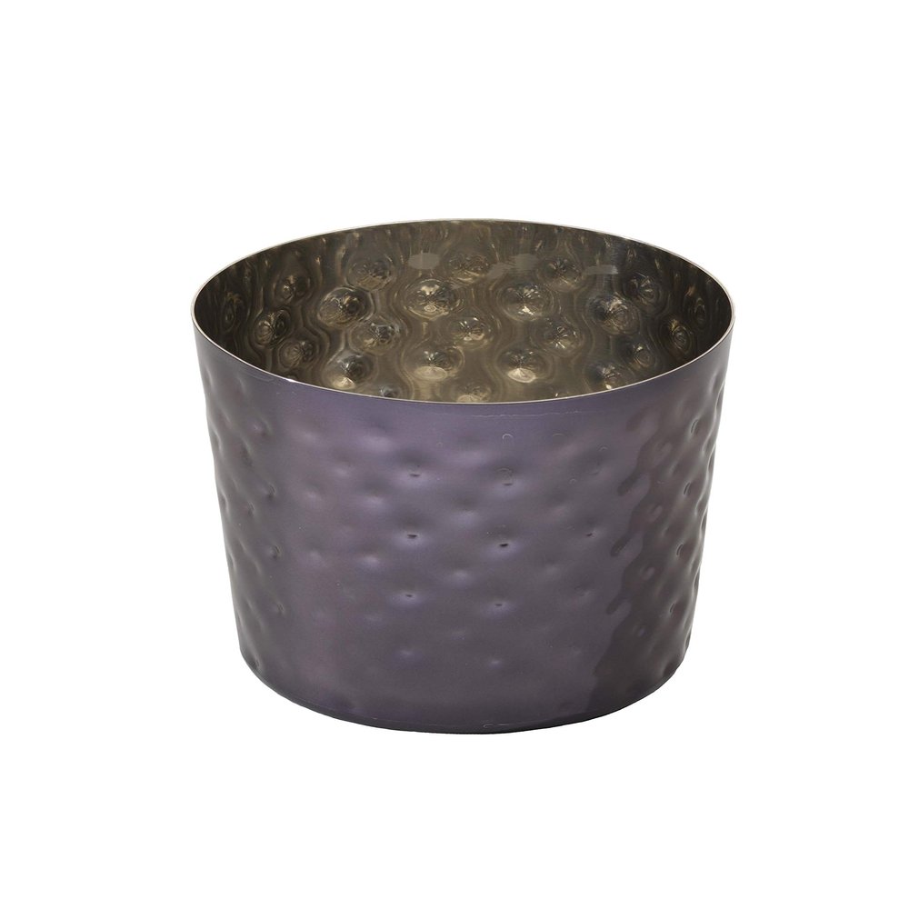 Arcata French Fry Cup, 10 oz, 3 1/2"H, Hammered S/S, Black Titanium, Mirror Finish, 6 per case