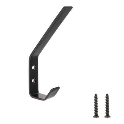 Amazon Basics Wall Mounted Modern Metal Drywall Coat Hooks - Flat Black, 5-Pack