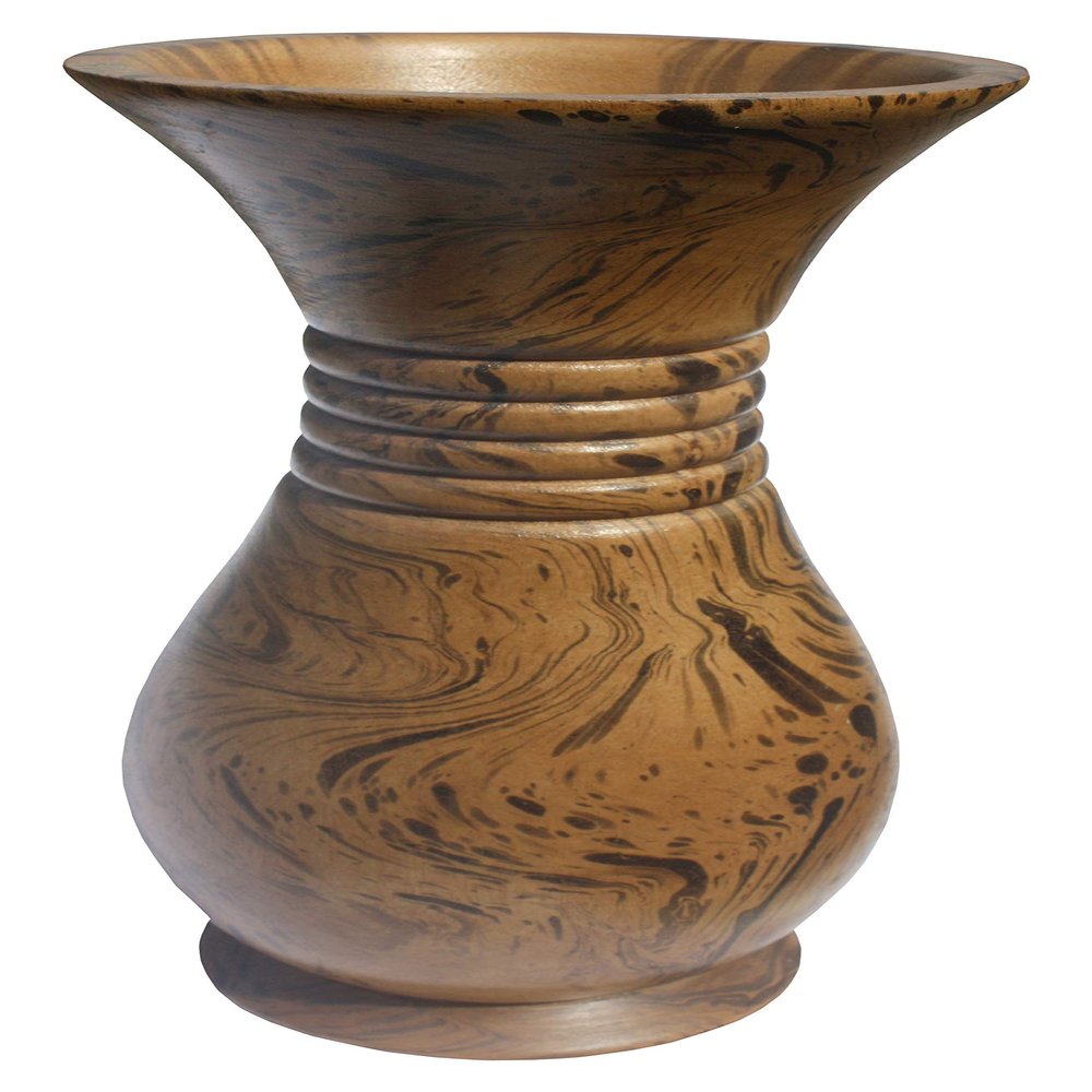 Full Funk Large Home Decoration Vase Light Brown Swirl Grain Wooden