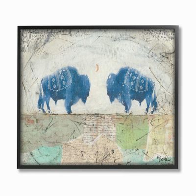 Stupell Industries Blue Buffaloes Watch The Moon Tribal Distressed Collage, 11 x 14, Multi-Color