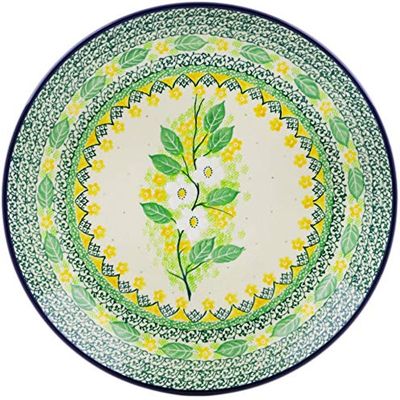 Polmedia Polish Pottery Dinner Plate UNIKAT - Spring On The Branch Pattern Handmade in Boleslawiec Poland by Ceramika Artystyczna + Certificate of Authenticity