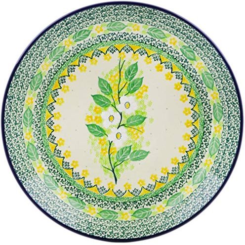 Polmedia Polish Pottery Dinner Plate UNIKAT - Spring On The Branch Pattern Handmade in Boleslawiec Poland by Ceramika Artystyczna + Certificate of Authenticity
