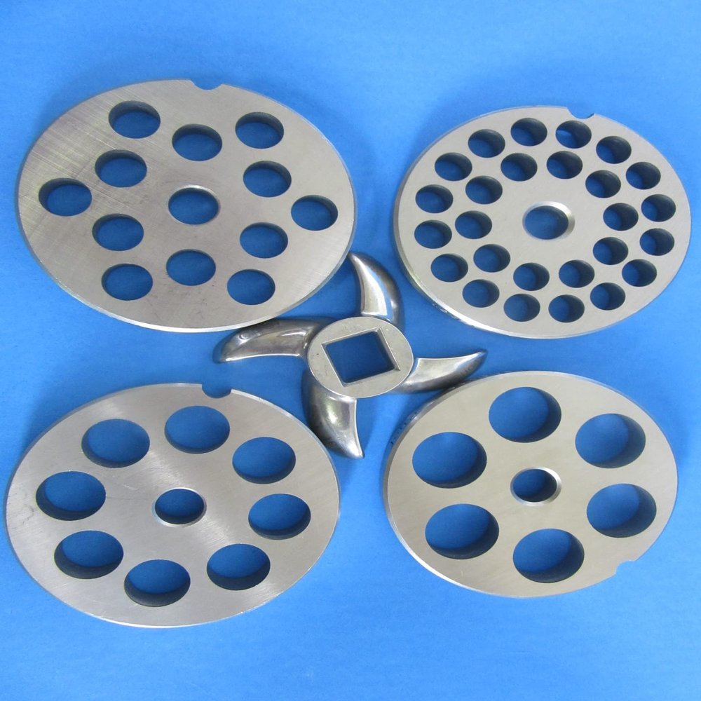#22 5pc LARGE GRIND SET Meat Grinder Disc Plate and Knife for Hobart Cabelas LEM
