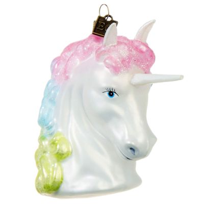 RAZ Imports Blown Glass Christmas Ornament, Rainbow Unicorn, 5" H, 2019 Eric Cortina Collection