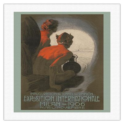 1906 Exposition International Worlds Fair - Milan Italy - Vintage Travel Poster by Leopoldo Metlicovitz c.1906 - Fine Art Rolled Canvas Print 20in x 26in