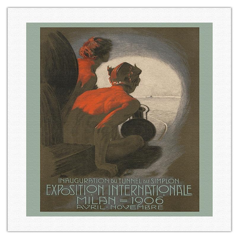 1906 Exposition International Worlds Fair - Milan Italy - Vintage Travel Poster by Leopoldo Metlicovitz c.1906 - Fine Art Rolled Canvas Print 20in x 26in