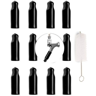 LEGERM Beer Tap Cover Draft Faucet Keg Caps Rubber Tap Soother Sanitary Nipple Cover with Brush 12+1 Pcs