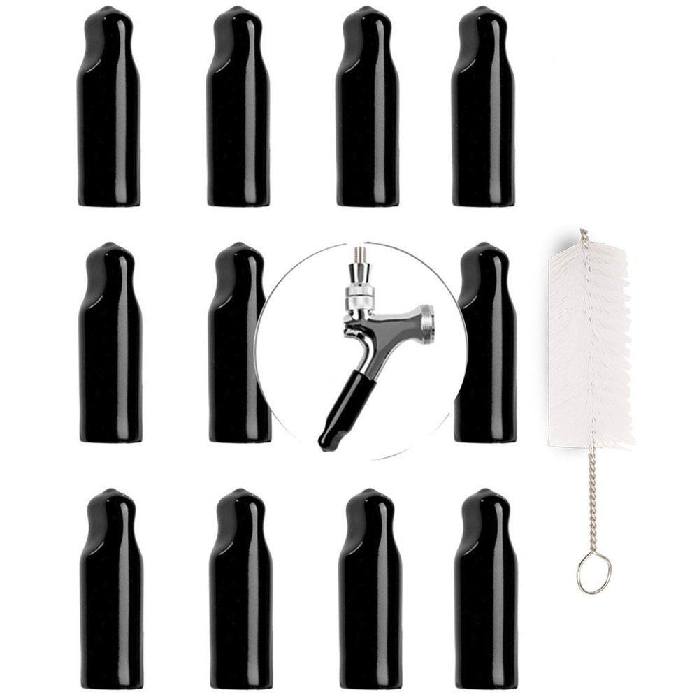LEGERM Beer Tap Cover Draft Faucet Keg Caps Rubber Tap Soother Sanitary Nipple Cover with Brush 12+1 Pcs
