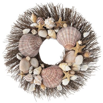 ANDALUCA Summer Seashell & Starfish 20" Wreath Natural Preserved (Natural)