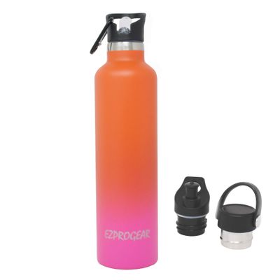 Ezprogear Stainless Steel Water Bottle Double Wall Vacuum Insulated (34 oz, Orange/Rose-Pink)