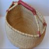 Bolga Baskets International, Large Round Natural Woven Straw Basket with Handle Fair Trade Storage Organizer view 2