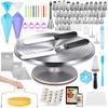 Kootek 180 Pcs Cake Decorating Kits Supplies - Aluminium Alloy Revolving Cake Turntable, Numbered Cake Decorating Tips and Frosting Tools for Baking Cupcake Cookie Muffin Kitchen Utensils view 1