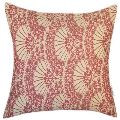 TangDepot Cotton Floral Cushion Cover 12"x20" Hand Fan-Red Floral
