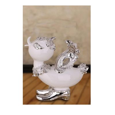 gdcustomize Creative Furnishing Duck Electroplate Resin Ornament Animal Ornament Home Art Craft (Silver, S)