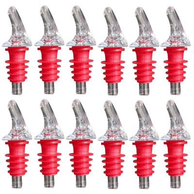1 Dozen Medium Red Cork Free-Pour Spout - Great for 750ml or liter bottle of Patron, 3 Olives and many other liquors with wider than normal bottle necks, including many of the big 1.75 liter bottles.