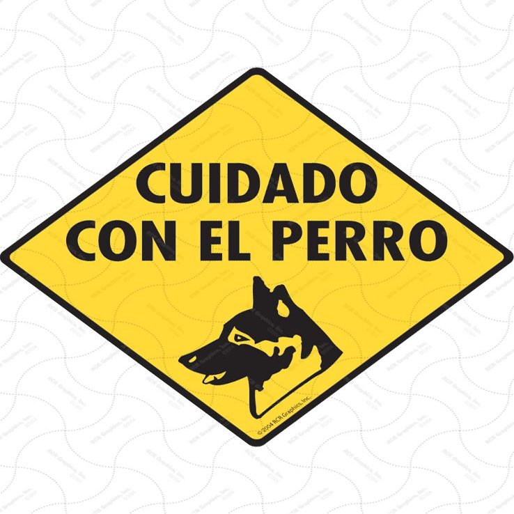 Cuidado Con el Perro (Spanish Beware of Dog) Sign - Caution! Beware of Dog in Spanish (6" x 6") Heavy Duty Exterior Rust Free .040 Thick Aluminum Sign with Weatherproof and UV Protection - Beware of Dog Sign - 6" x 6"