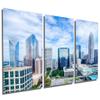 60 x 30 TOTAL - Charlotte, NC Skyline. Metal Print wall art. 3 Panel split, Triptych HD aluminum multi panel print view 1