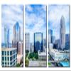 60 x 30 TOTAL - Charlotte, NC Skyline. Metal Print wall art. 3 Panel split, Triptych HD aluminum multi panel print view 2