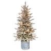 Puleo International 4.5ft Pre-Lit Potted Flocked Arctic Fir Christmas Tree with 70 Clear Lights, 419 Realistic Dense Snow Flocked Branch Tips, Easy Setup Artificial Trees with Sturdy Stand view 1