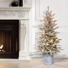 Puleo International 4.5ft Pre-Lit Potted Flocked Arctic Fir Christmas Tree with 70 Clear Lights, 419 Realistic Dense Snow Flocked Branch Tips, Easy Setup Artificial Trees with Sturdy Stand view 2