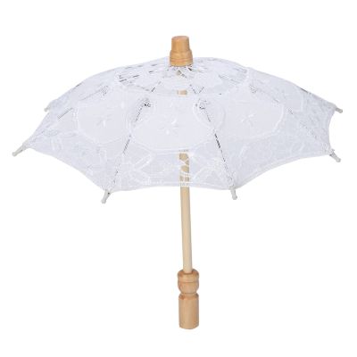 Mini Handmade Lace Silk Embroidery Flower Umbrella (Smaller Than Your Imagination !!!!)?Just for Photography or Decor, not Practical for Raining Day(S-White)