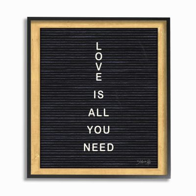 The Stupell Home Decor Love is All You Need Black and White Framed Letter Board Look, 11 x 14, Proudly Made in USA