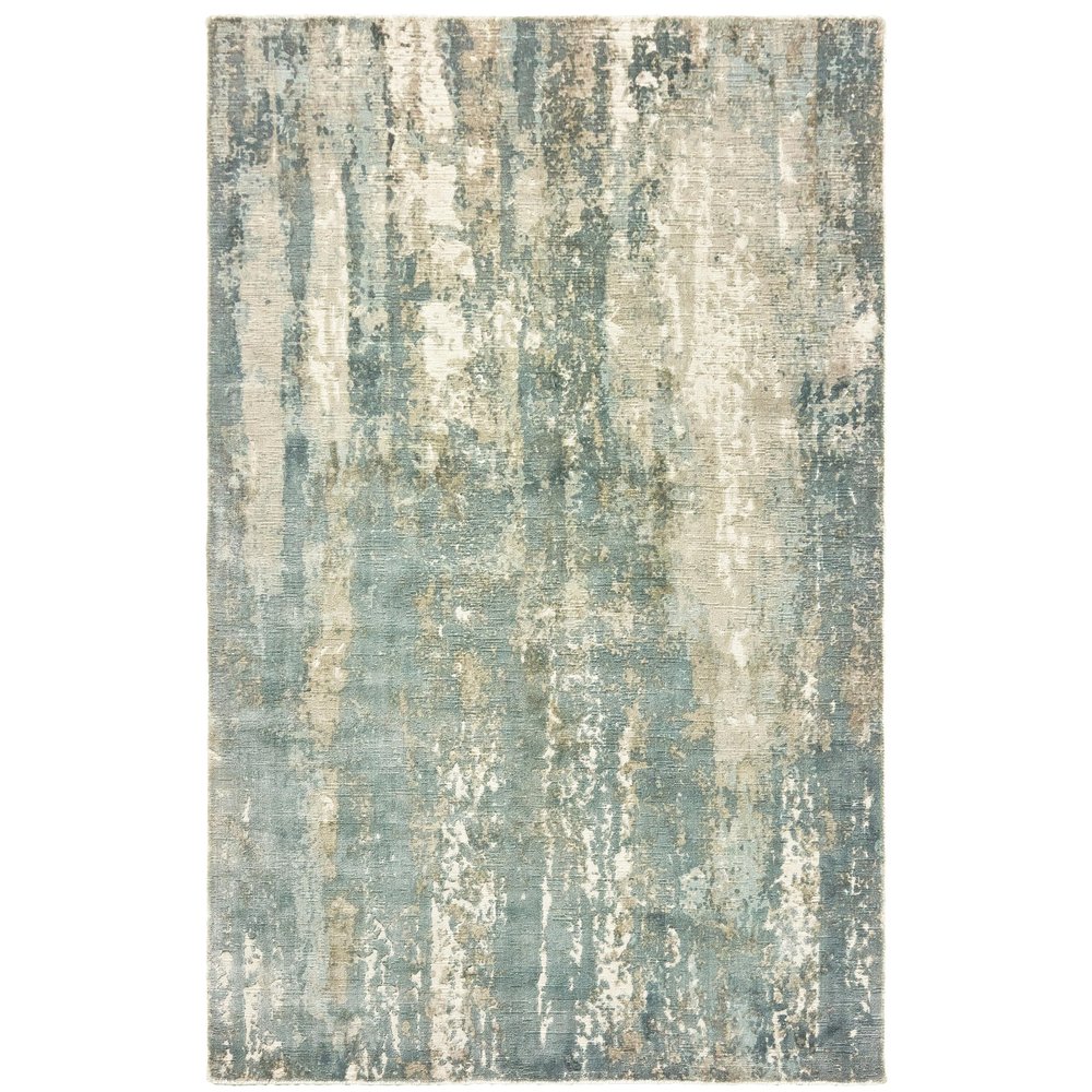 Oriental Weavers Formations Hand-Made Area Rug - 70002-6' x 9' - in Blue/Grey - Modern Style, Hand-Made Viscose Rugs, Dining, Living Room Rug