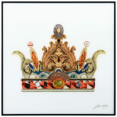 Empire Art Direct Crown Curved Spires Wall Art,Reverse Printed Glass and Anodized Aluminum Black Frame Contemporary,Ready to Hang,Living Room,Bedroom Office, 24 in. x 1 in. x 24in, Multicolor