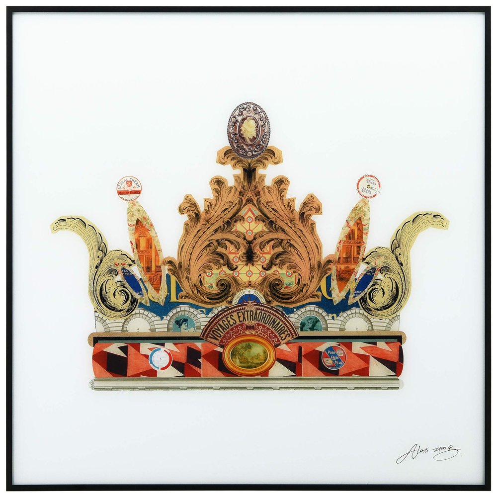 Empire Art Direct Crown Curved Spires Wall Art,Reverse Printed Glass and Anodized Aluminum Black Frame Contemporary,Ready to Hang,Living Room,Bedroom Office, 24 in. x 1 in. x 24in, Multicolor