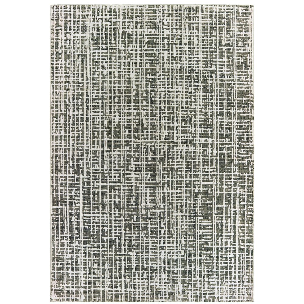 Oriental Weavers Bowen Area Rug - 2066W - 6'7" x 9'6" - in Grey/Ivory - Modern Style, Stain Resistant, Family and Pet Friendly, Dining, Living Room Rug