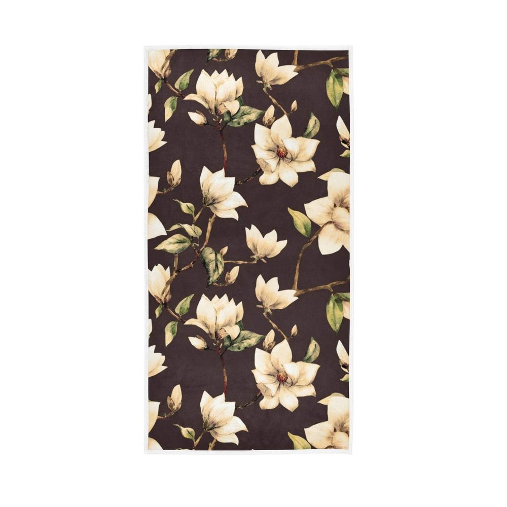 White Magnolia Flowers Hand Towel Ultra Soft Luxury Towels for Bathroom 30"x15"
