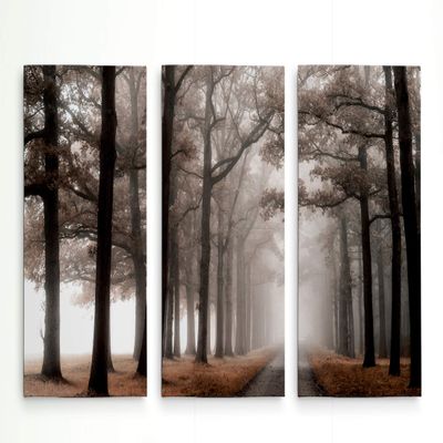 Renditions Gallery Misty Road 3 Panel Wall Art For Home, Office, Bedroom 24X36 Woods