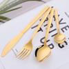 BuyGo 4-Piece Gold Silverware Flatware Set, Stainless Steel Portable Camping Travel Cutlery Set, Service for 1 view 2