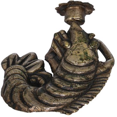 Exotic India Candle Stand - Made in Nepal - Brass Sculpture