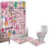 Amagical 4PCS Funny Unicorn Ice Cream Pineapple Cherry Pink Shower Curtain Set with Bathroom Mat Set Decor, Bath Mat Contour Mat Toilet Cover Shower Curtain view 2