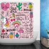 Amagical 4PCS Funny Unicorn Ice Cream Pineapple Cherry Pink Shower Curtain Set with Bathroom Mat Set Decor, Bath Mat Contour Mat Toilet Cover Shower Curtain view 3