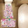 Amagical 4PCS Funny Unicorn Ice Cream Pineapple Cherry Pink Shower Curtain Set with Bathroom Mat Set Decor, Bath Mat Contour Mat Toilet Cover Shower Curtain view 4