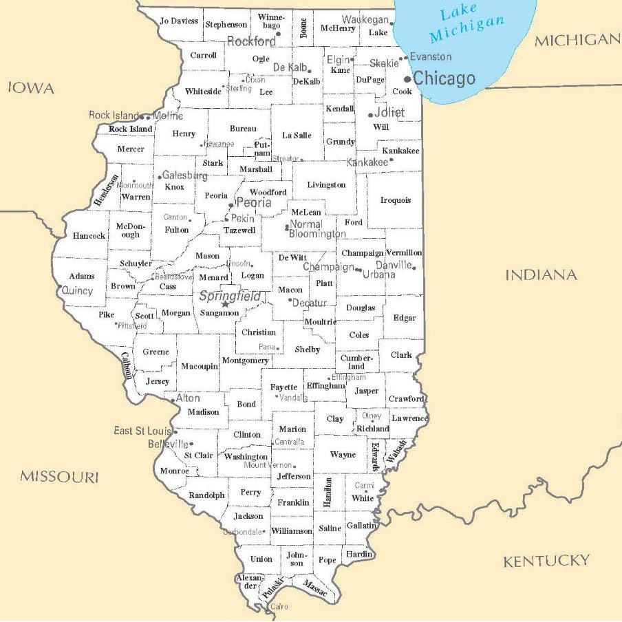 Home Comforts Illinois State County Map City Chicago Vivid Imagery Laminated Poster Print-20 Inch by 30 Inch Laminated Poster With Bright Colors And Vivid Imagery