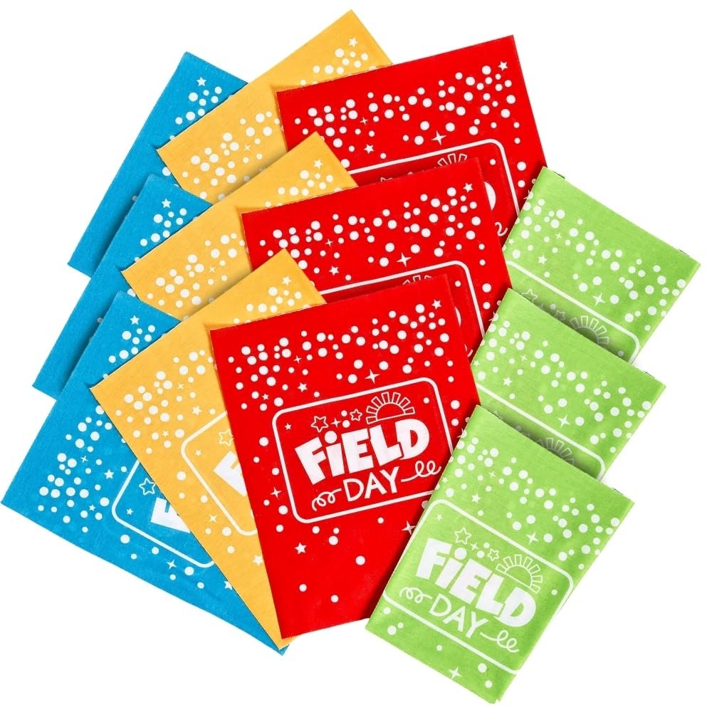 Fun Express - Field Day Bandanas - Apparel Accessories - Hats - Bandannas - 12 Pieces