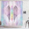 Ambesonne Angel Wings Shower Curtain, Angelic Mandala Yoga Ethereal Pastel Psychedelic Theme Illustration, Cloth Fabric Bathroom Decor Set with Hooks, 69" W x 84" L, Pastel Blue Purple view 1