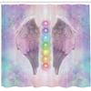 Ambesonne Angel Wings Shower Curtain, Angelic Mandala Yoga Ethereal Pastel Psychedelic Theme Illustration, Cloth Fabric Bathroom Decor Set with Hooks, 69" W x 84" L, Pastel Blue Purple view 2