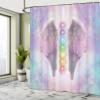 Ambesonne Angel Wings Shower Curtain, Angelic Mandala Yoga Ethereal Pastel Psychedelic Theme Illustration, Cloth Fabric Bathroom Decor Set with Hooks, 69" W x 84" L, Pastel Blue Purple view 4