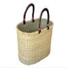 African Market Basket, Large Oval Woven Straw Basket with Handle Fair Trade Storage Organizer view 2