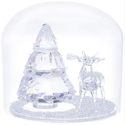 SWAROVSKI Bell Jar-Pine Tree & Stag Christmas Dcor, Clear