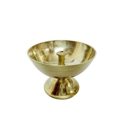 Finaldeals Original Brass Pooja Diya 4 Pieces Oil lamp (2.2"x 2.2"x 1.8")