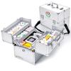 Nurth First Aid Kit Lockable First Aid Box Security Lock Medicine Storage Box with Portable Handle,Medication Lock Box 3 Tier Design/Precription Storage Box Large Space 14 9.8 11inch (Silver) view 1