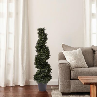 Artificial Tree - 4FT Spiral Cypress Topiary Tree with Pot - UV-Protected Indoor or Outdoor Fake Plants for Home or Porch Decor by Pure Garden